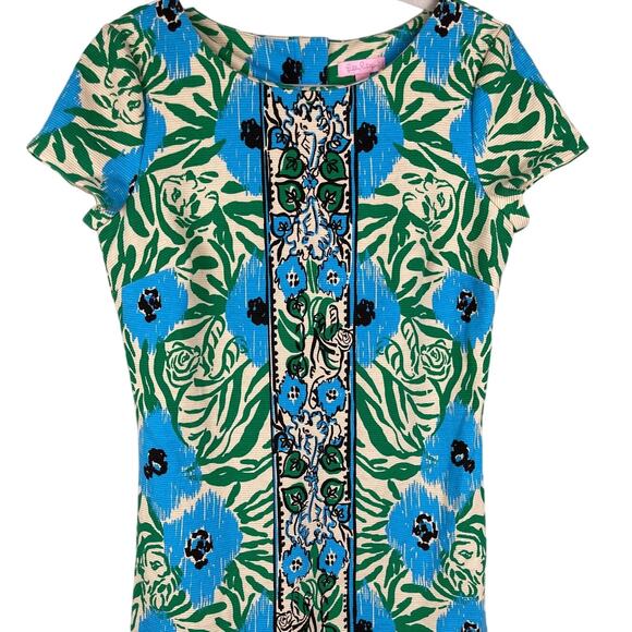 Lilly Pulitzer Layton Sea Oat Ikatty Ikat Engineer Print Shift Dress Size Medium - Picture 8 of 12